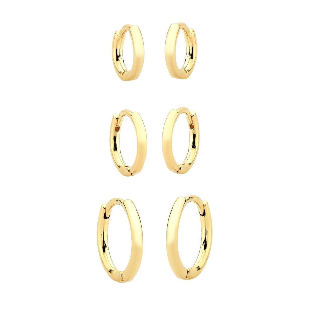 Trio de argolinhas juci folheado a ouro 18k