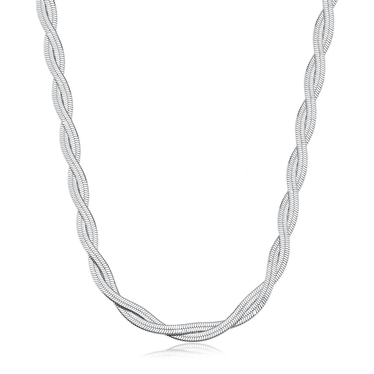 Choker amanda fita entrelaçada folheado a ouro branco