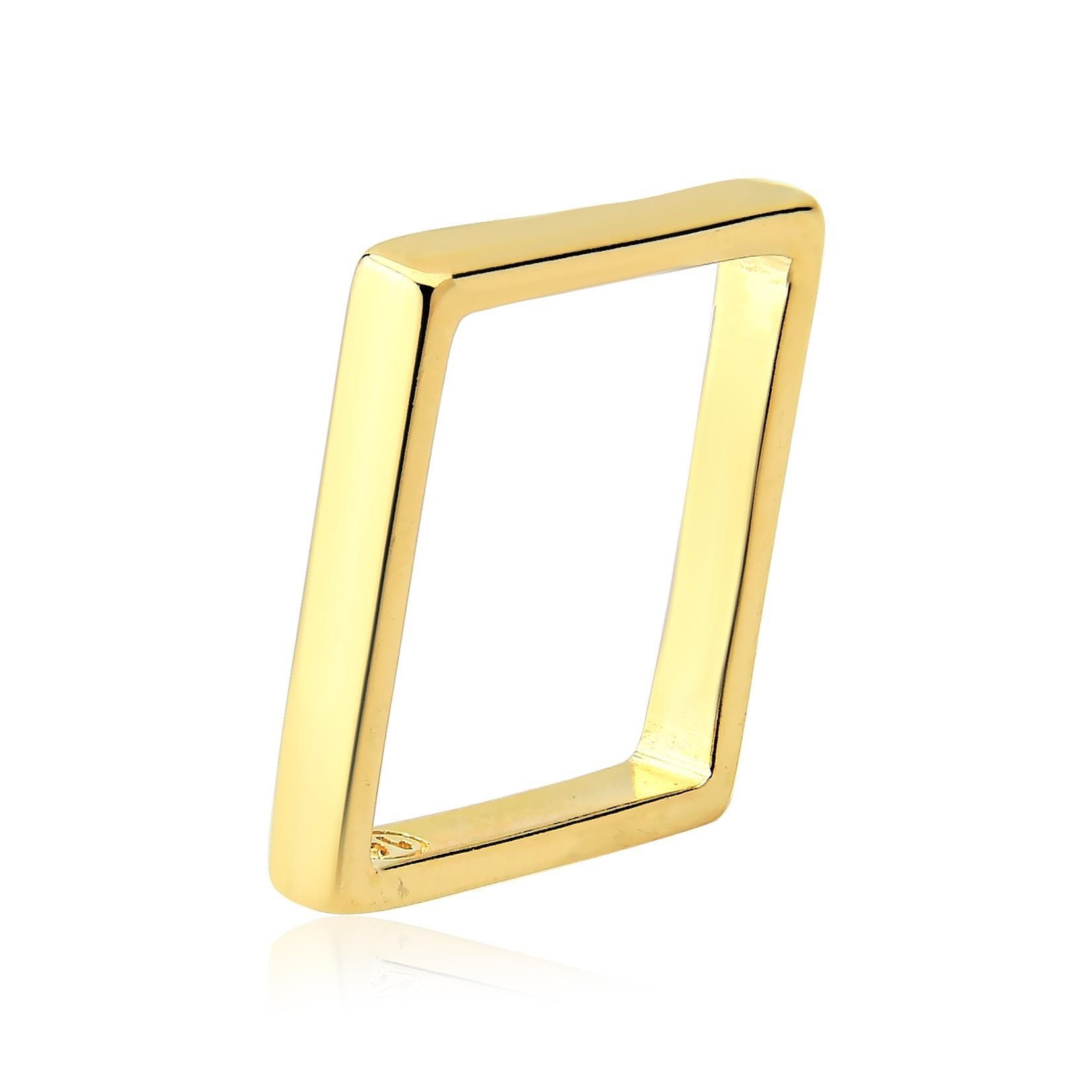 Anel quadrado liso folheado a ouro 18k