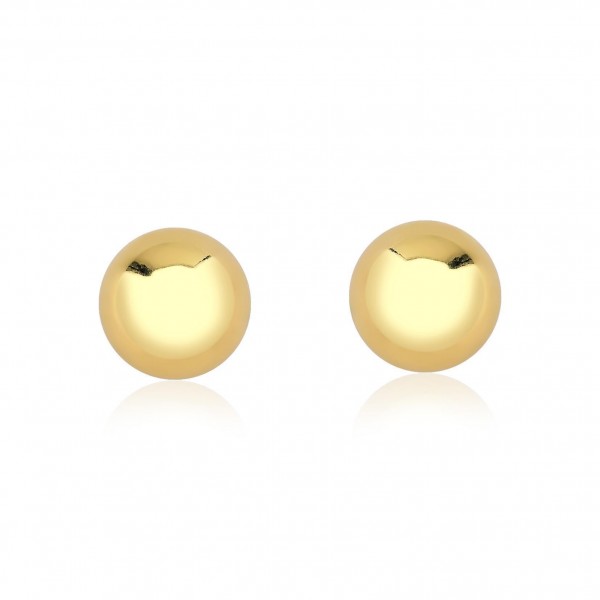 Brinco bola 8mm folheado a ouro 18k