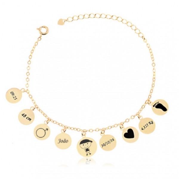 Pulseira amor eterno mae de menino personalizado