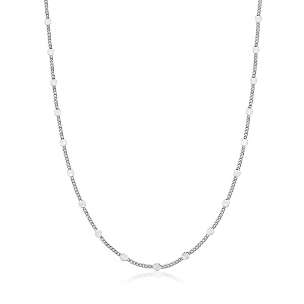 Choker analia grumet com circulos chapa folheado a ouro branco