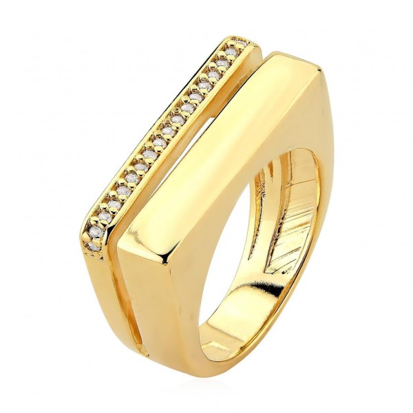 Anel lizzie duplo folheado a ouro 18k