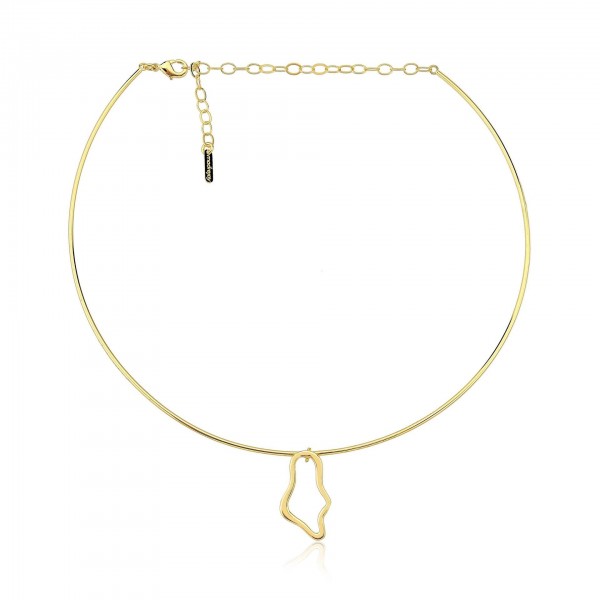 Choker rígida pingente orgânico folheado a ouro 18k