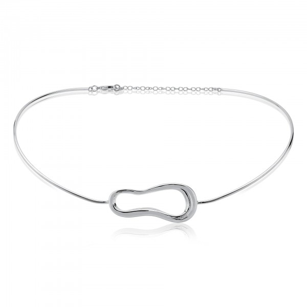 Choker rígida evelyn folheado a ouro branco