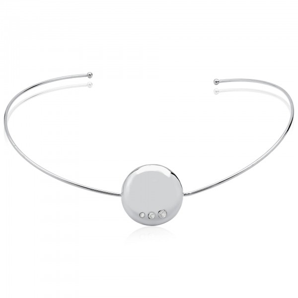 Choker rígida raquel com pontos de luz folheado a ouro branco