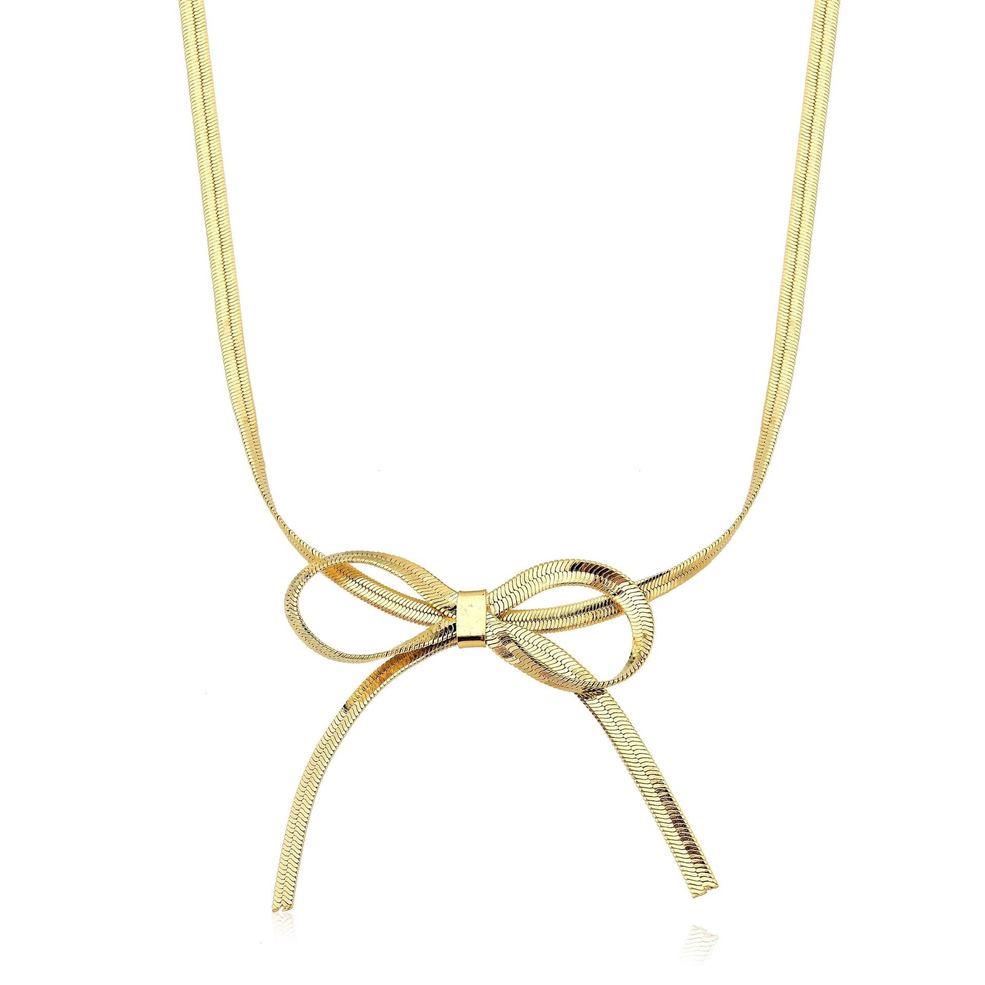 Choker amanda fita com laço folheado a ouro 18k