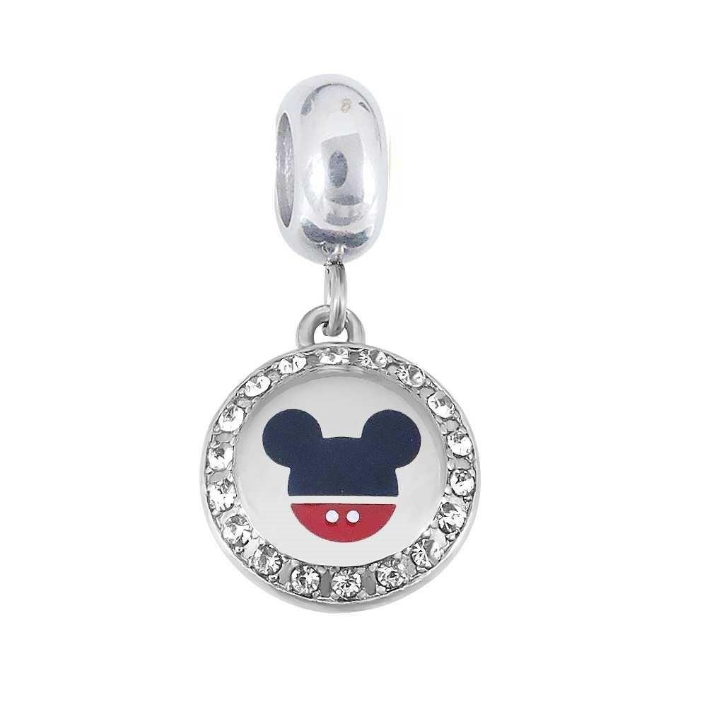 Berloque mandala mickey cravejado aço