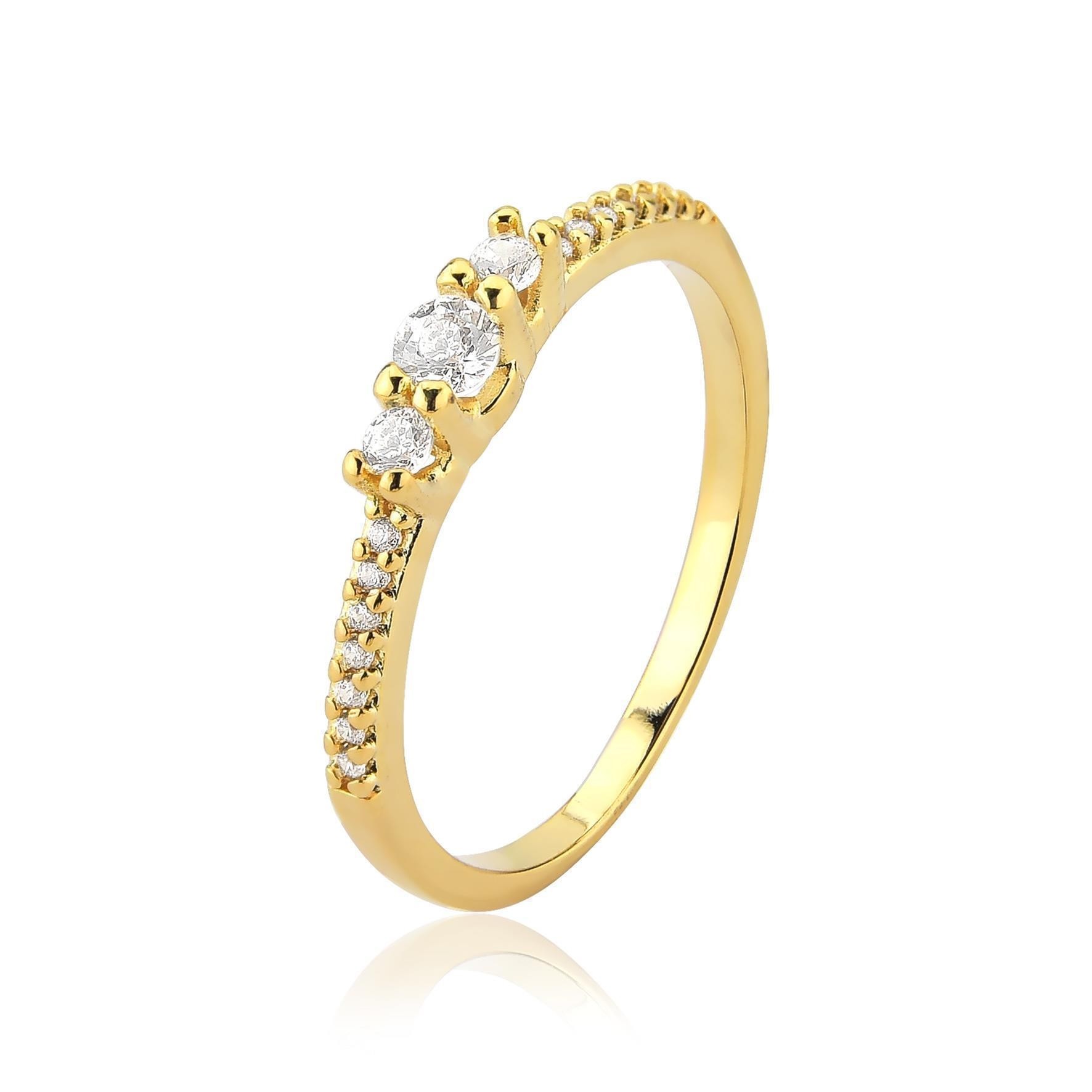 Anel iris cravejado folheado a ouro 18k