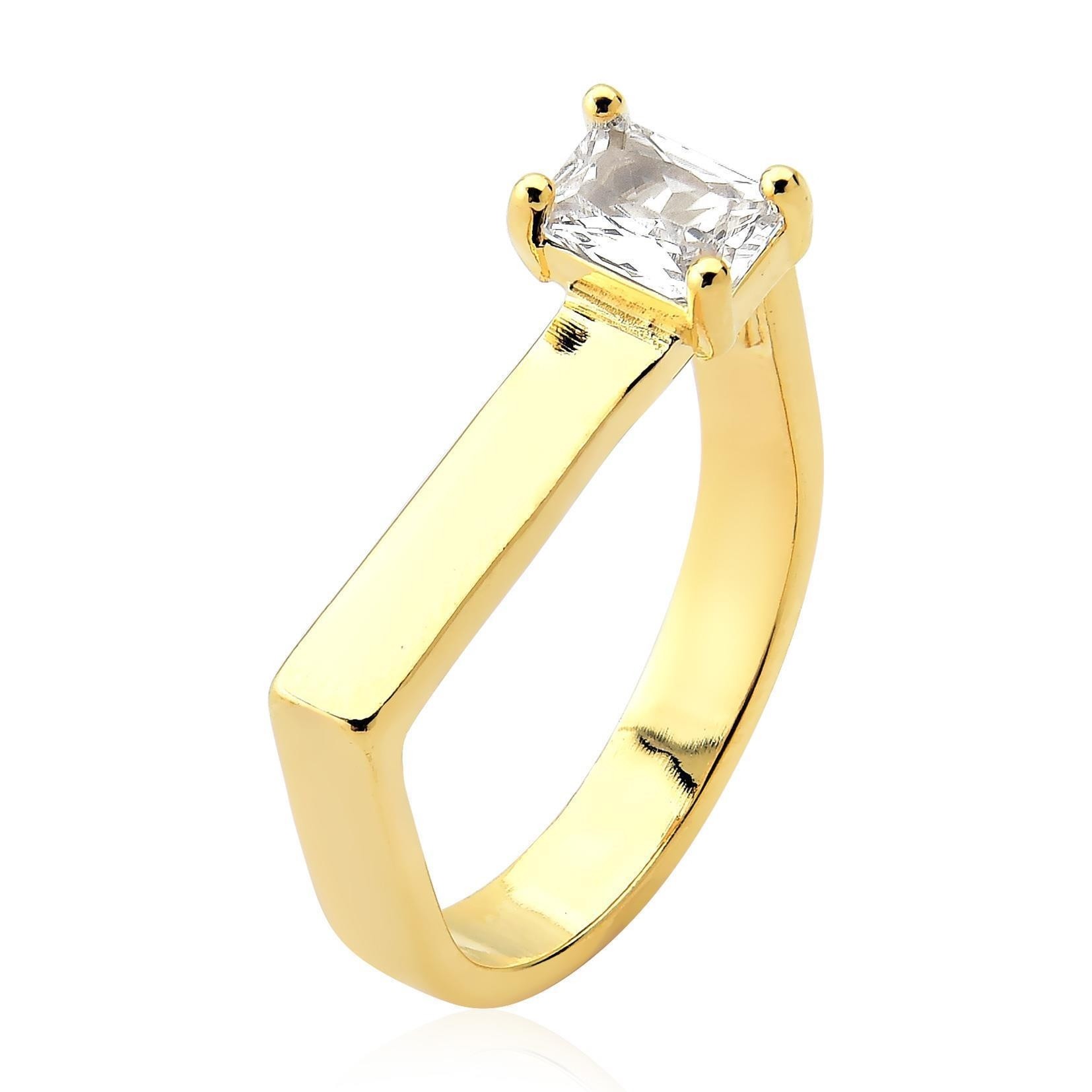 Anel luxury baguete folheado a ouro 18k