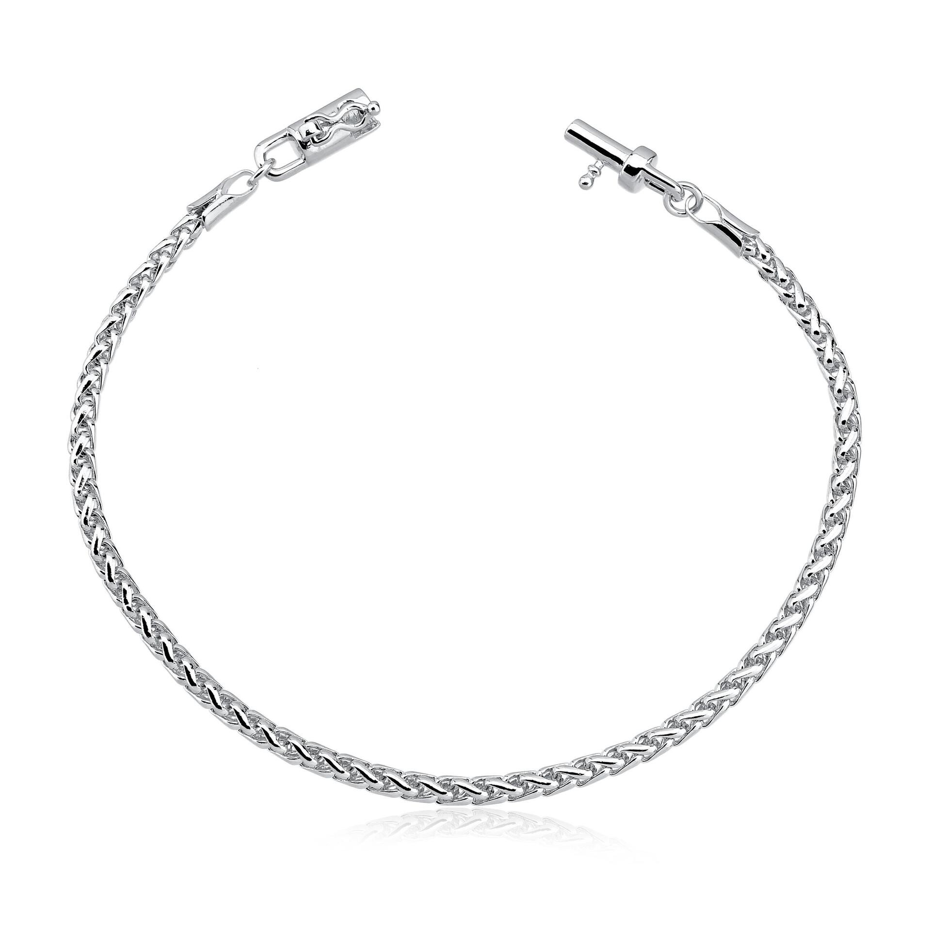 Pulseira masculina petra com fecho gaveta 2mm folheado a ouro branco