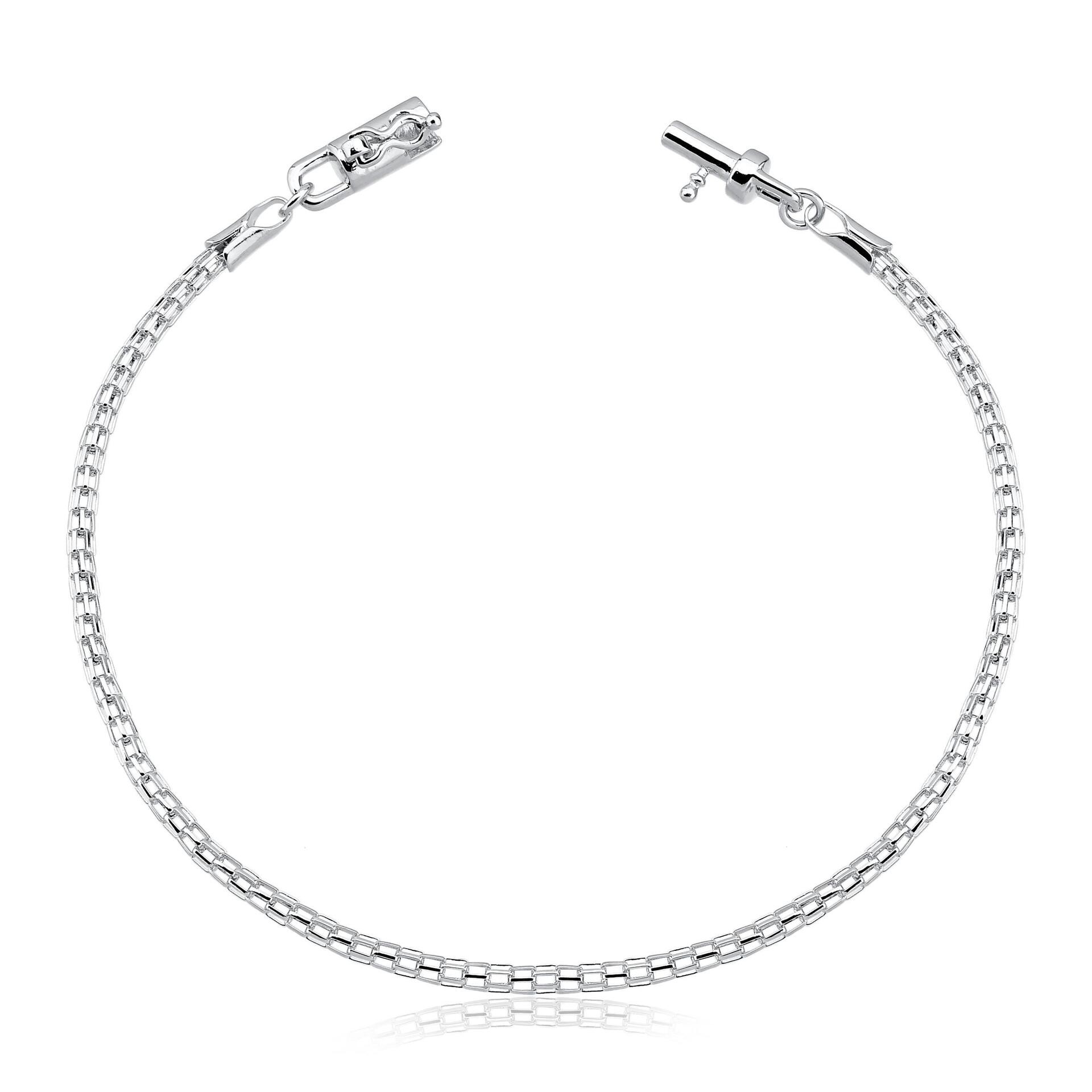 Pulseira masculina rovena fecho gaveta 3mm folheado a ouro branco