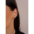 Brinco mini ear cuff pontos de luz cristal folheado a ouro branco