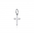 Pingente crucifixo liso 10mm folheado a ouro branco