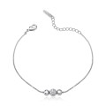 Pulseira janice 1 esfera cravejada 2 lisas folheado a ouro branco